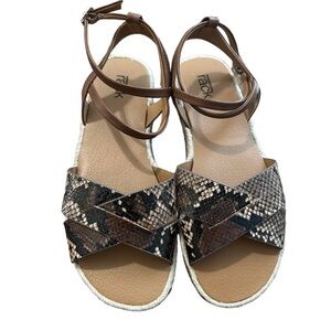 Women's Brown Snake Print Sandals